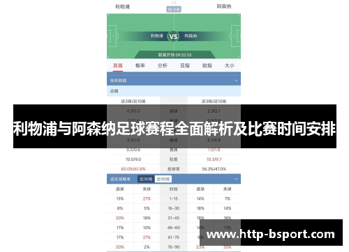 利物浦与阿森纳足球赛程全面解析及比赛时间安排 利物浦与阿森纳足球赛程全面解析及比赛时间安排