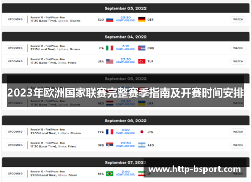 2023年欧洲国家联赛完整赛季指南及开赛时间安排